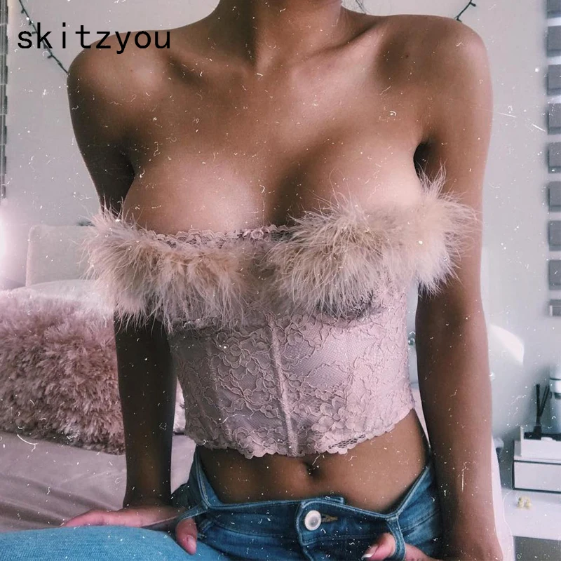 Skitzyou Хай стрит Для женщин летние пикантные туфли с отделкой кружевом и пером