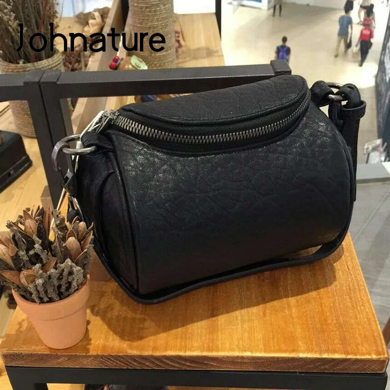 Женская сумка из натуральной кожи Johnature на молнии с твердым карманом