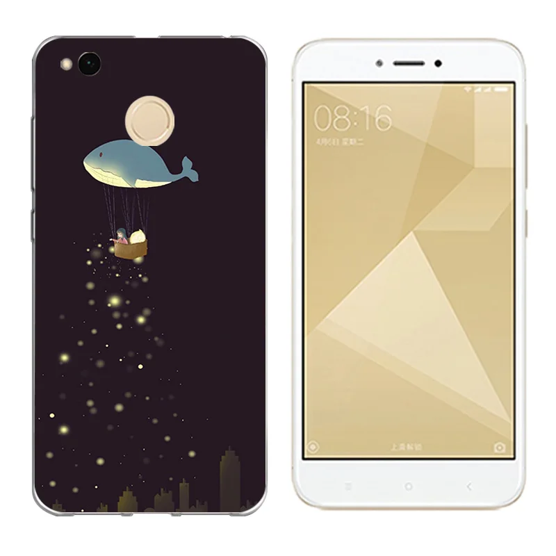 Cover for Xiaomi Redmi 4X 5.0&quot Soft TPU Case Silicon Golden Printing Hongmi4X Thin Shells |