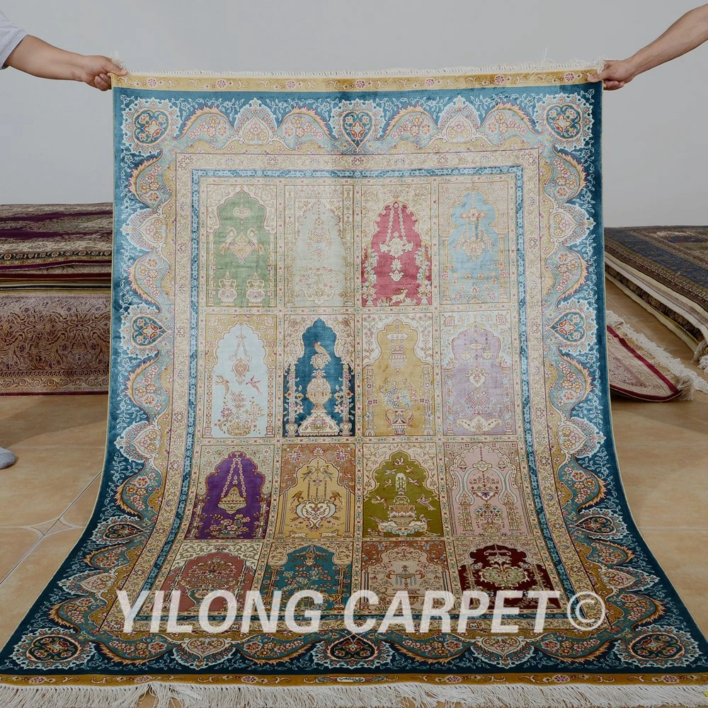 Традиционный садовый коврик Yilong 4 'x 6' всесезонный дизайнерский иранский