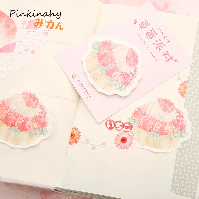 30 листов/партия Kawaii Memo Pad с клубничным сыром самоклеящаяся бумага для заметок
