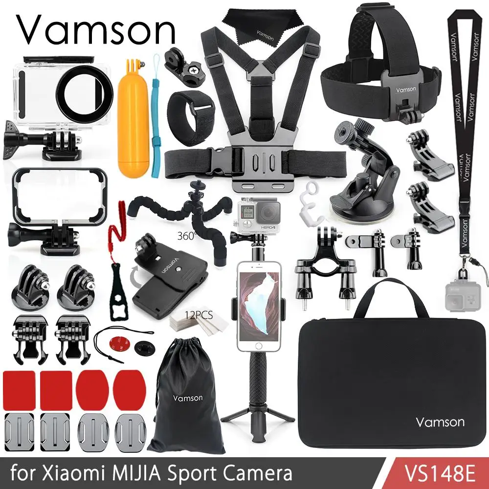 Vamson для Xiaomi MIJIA, комплект аксессуаров, водонепроницаемый корпус, рамка Cas, коробка, крепление штатива, монопод для MIJIA, Спортивная камера VS148 - Цвет: VS148E