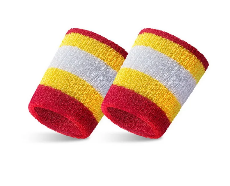red yellow white 2 шт., 8*8 см, полосатая повязка на запястье, спортивный браслет, мужской свитер, баскетбольный, Теннисный, защита на запястье, поддержка, защита для спортзала - Цвет: red yellow white