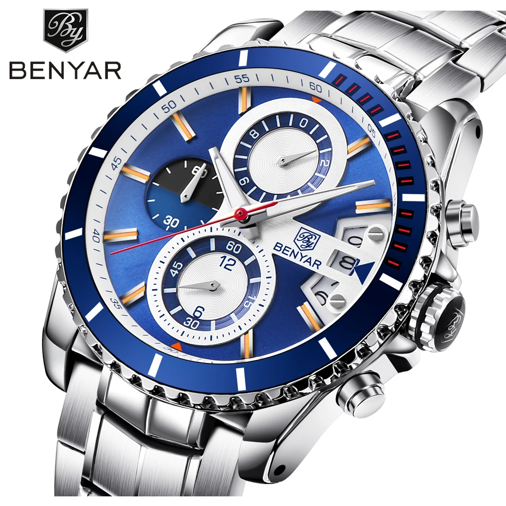 Часы BENYAR мужские кварцевые водонепроницаемые|Кварцевые часы| |