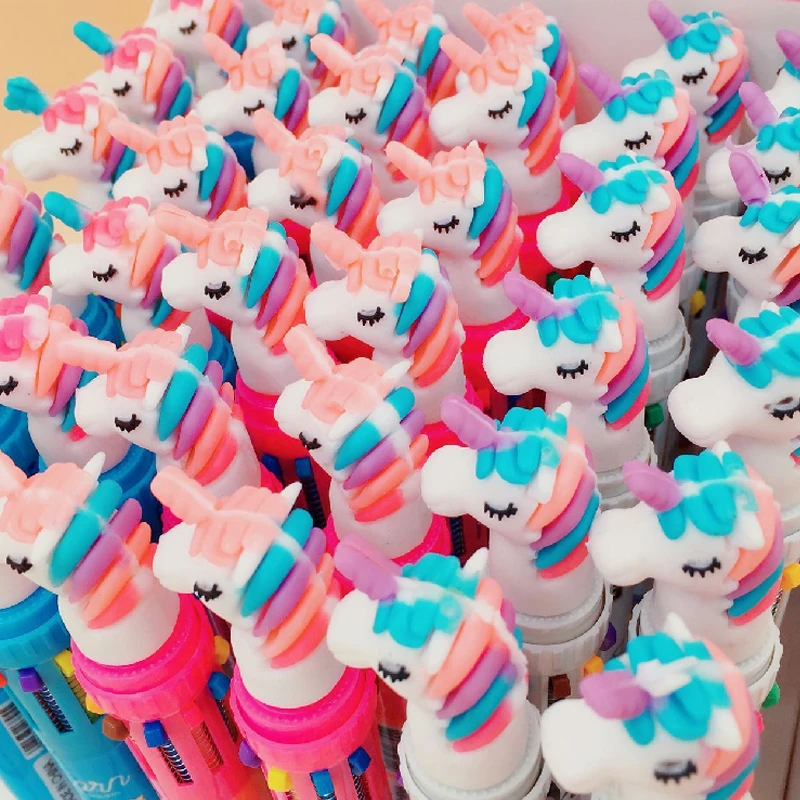 Kawaii Dream Единорог силиконовая головка шариковая ручка 10 видов цветов короткая и