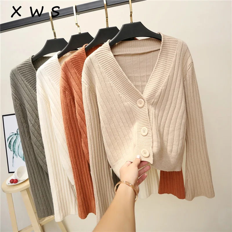 

New autumn winter 2020 female knit cardigan sweater coat short female v neck warm thick shawl knitted jacket female tops