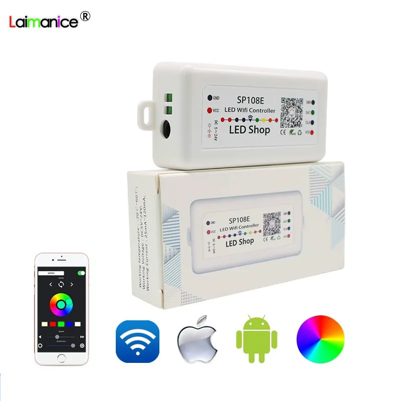 SP105E SP108E Magic WIFI контроллер Bluetooth 2048 пикселей для WS2811 WS2812B 2801 6803 IC Светодиодная лента