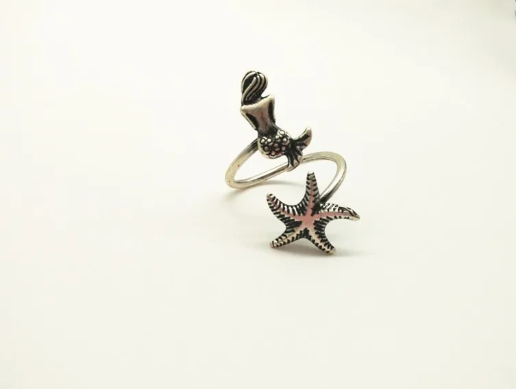 1 шт. оригинальный дизайн древнее серебро колечки Исландская Русалка Морская