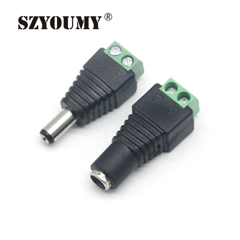 

SZYOUMY DC Jack Plug 5.5*2.1mm 12V DC Female Male Power Connector for LED Strip or Security Camera System 1000PCS