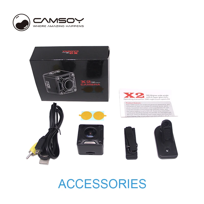 Видеокамера Camsoy X2 180 градусов Full HD 1080 P мини камера с разрешением видео DVR