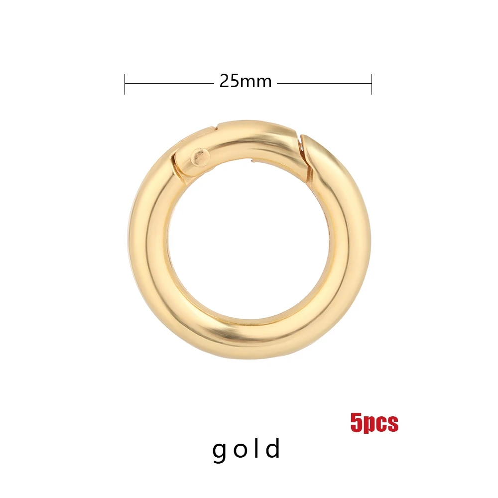 Gold 25mm 5 шт. Сплав покрытием ворота Весна o-кольцо пряжки-зажимы карабин кошельки сумки круглый пусковой крючок Карабин - Цвет: Gold 25mm