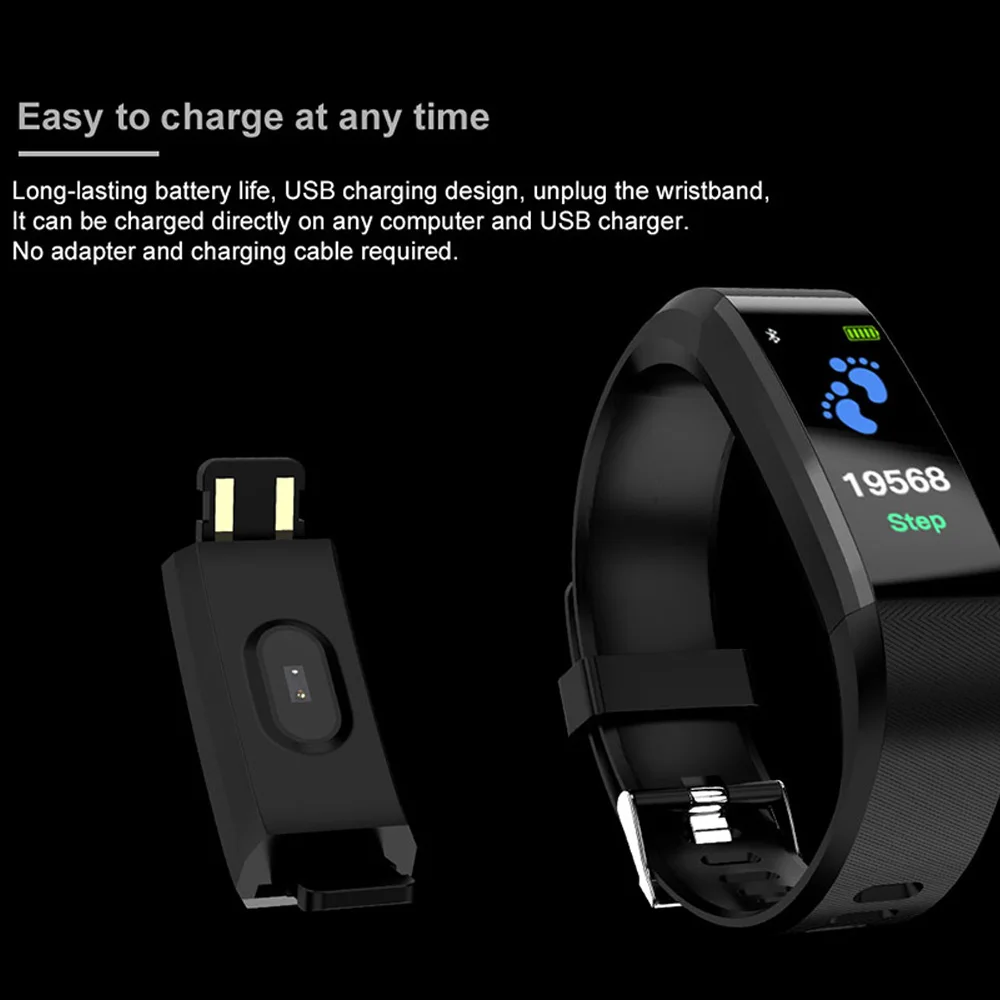 Фитнес трекер ID115 Plus кровяное давление Smartband водонепроницаемый монитор