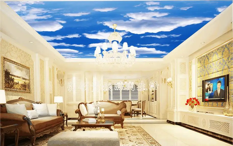 3d stereoscopic wallpaper custom ceiling Blue sky during the day murals for living room | Обустройство дома
