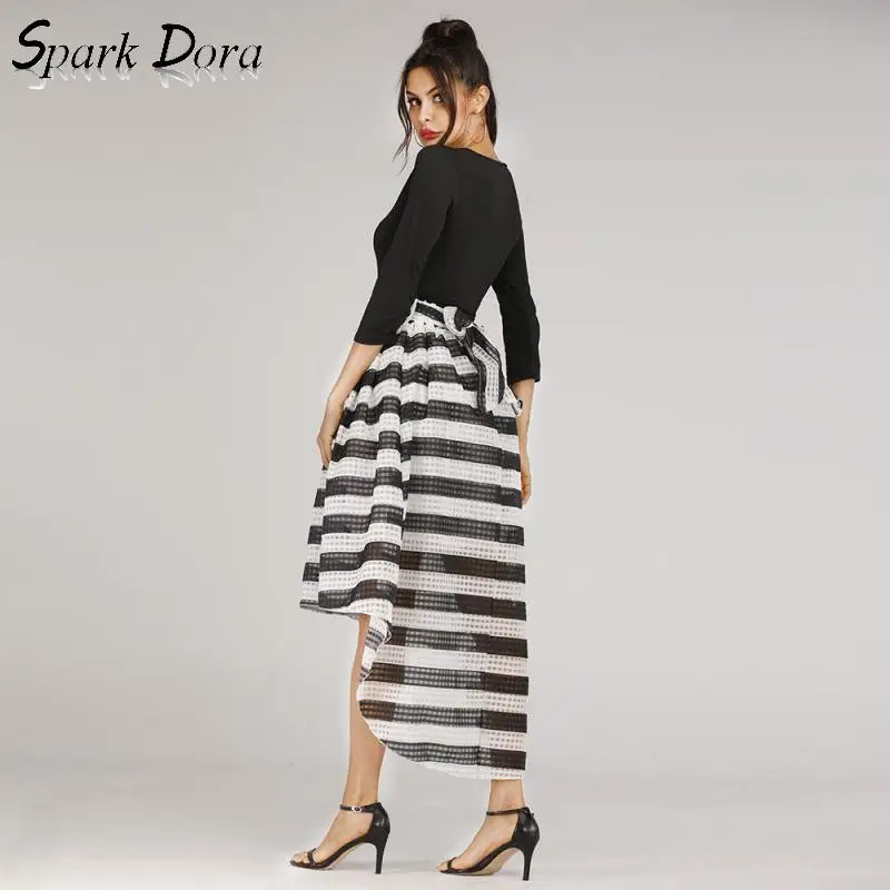 SparkDora 2019 Round Collar Long Sleeve Two piece Half length Dress Summer Clothes For Women | Женская одежда