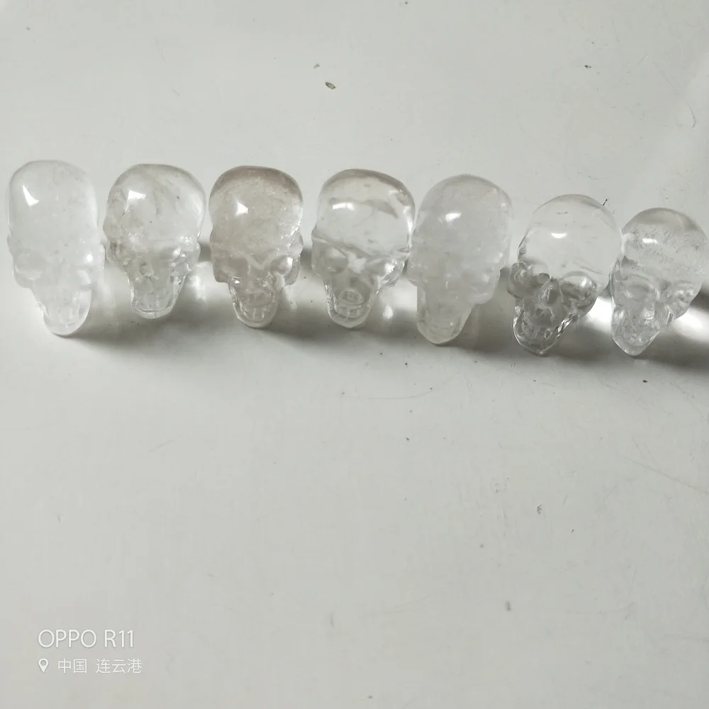 7 шт. 1 дюйм натуральный белый кристалл череп кристально чистый точная ручная