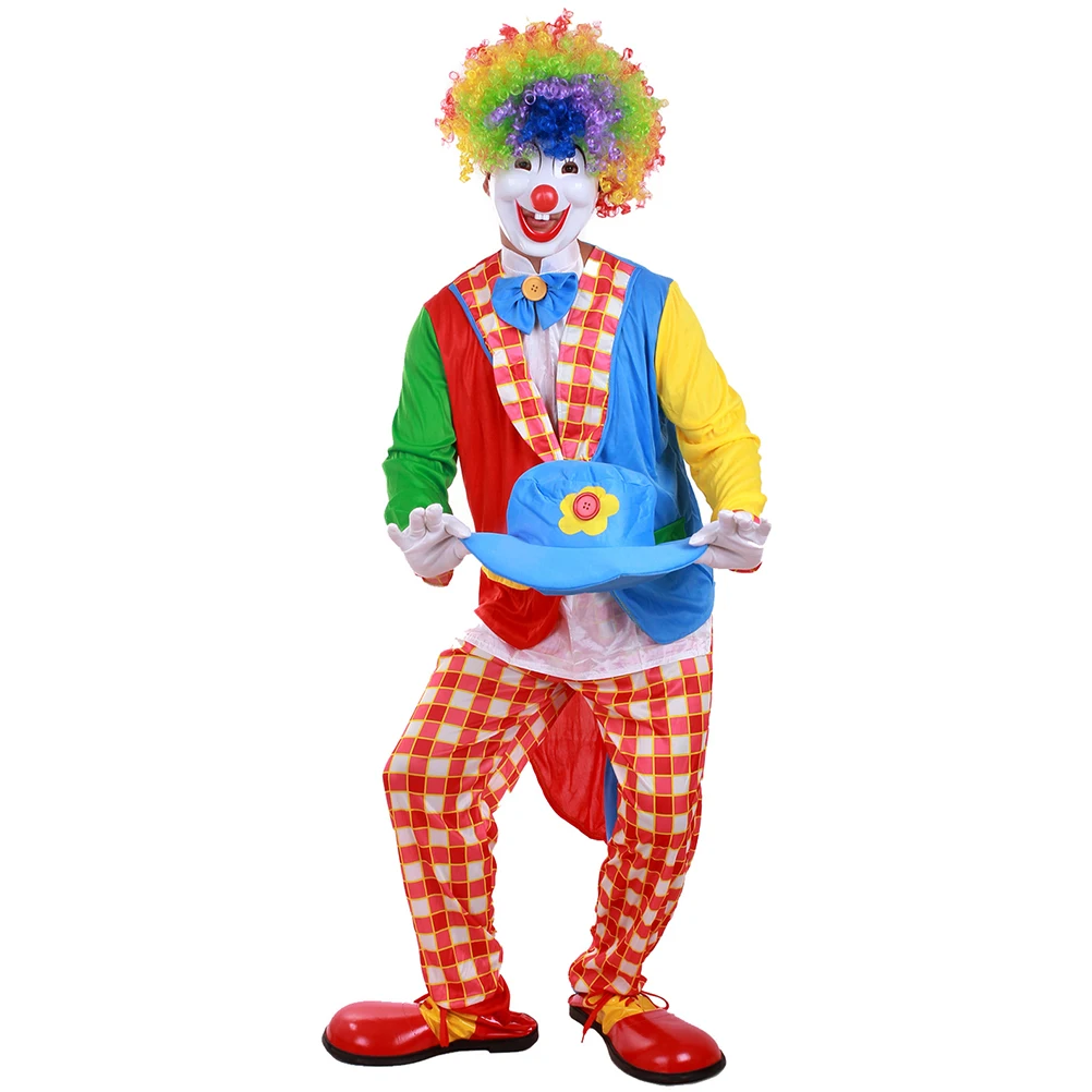 Creative Clown Costume Halloween Masquerade Stylish Outfit Suit Party Supplies for Adult Men | Дом и сад