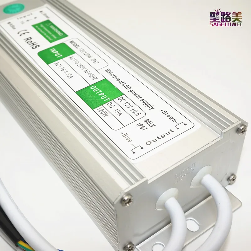 Лучшая цена 1 шт. от AC110 260 до DC12V 120 Вт IP67 водонепроницаемый электронный