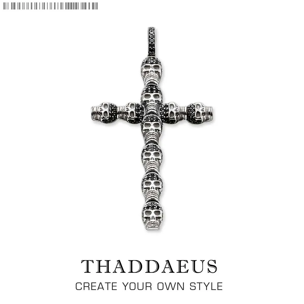 Кулон с черным черепом и крестом ювелирное изделие из серебра 2019 пробы в