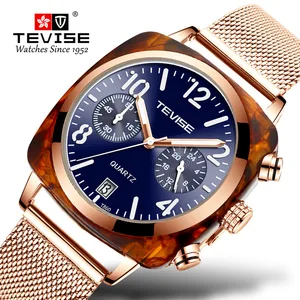 Imported TEVISE Man Watch 2022 Wristwatch Mens T860 Nylon Steel Strap Chronograph Date Quartz Watch Men Lumin