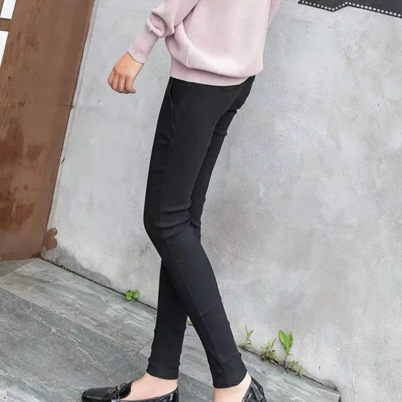 Pregnant Women Pencil Pants Black Plus Size Stomach Lift Pregnancy Thick Winter Maternity Trousers Casual Clothes | Мать и ребенок