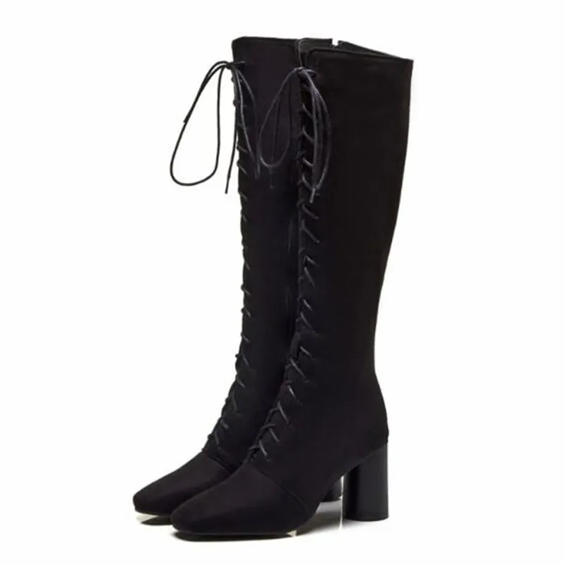 Autumn and winter New style fashion Frosted Suede Square head Anterior frenulum Boots Round heel Keep warm Women 34-48 | Обувь