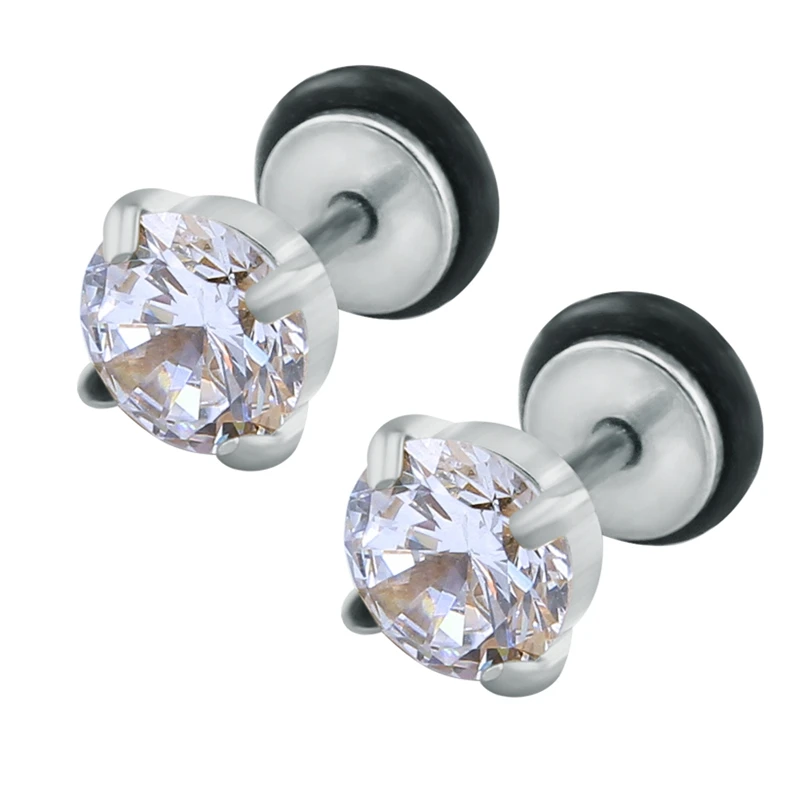 Серьги пусеты с кристаллами из циркония серьги нержавеющей стали в стиле панк