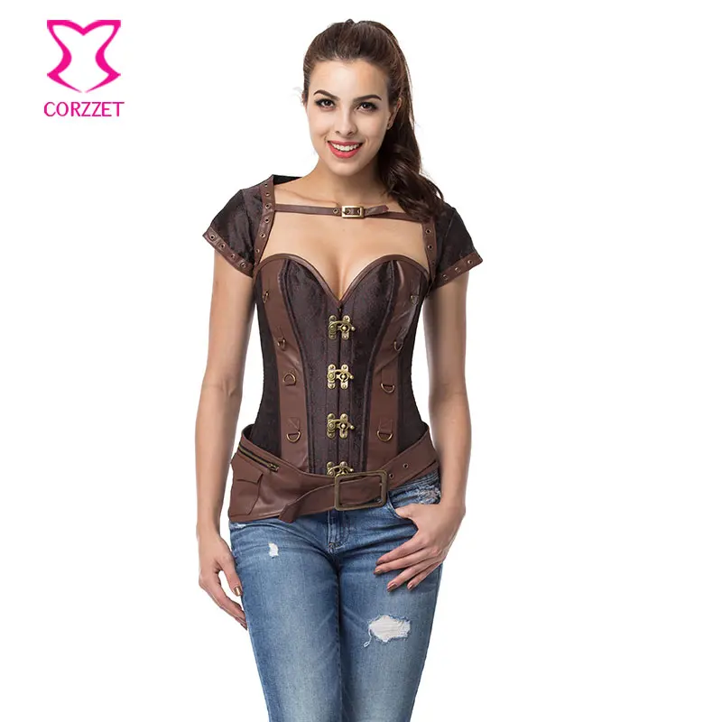 Brown Gothic Espartilhos E Corpetes Corsets And Bustiers Korsett For Women Sexy Corset Plus Size 6XL Burlesque Outfits Costumes