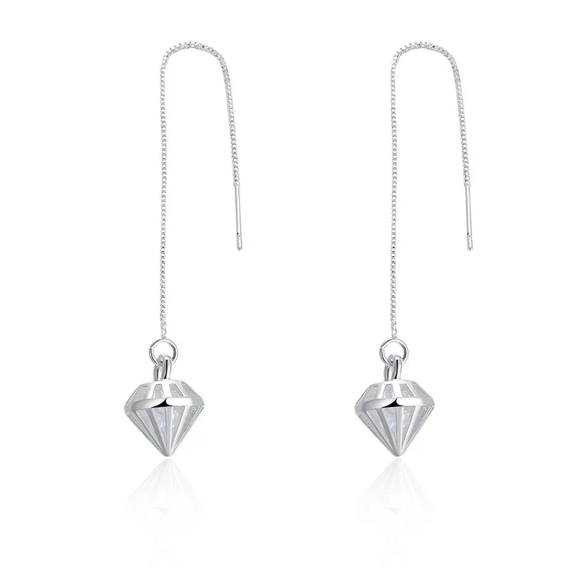 Модные Серебристые Висячие кулон серьги Famale треугольной пирамиды длинная цепь