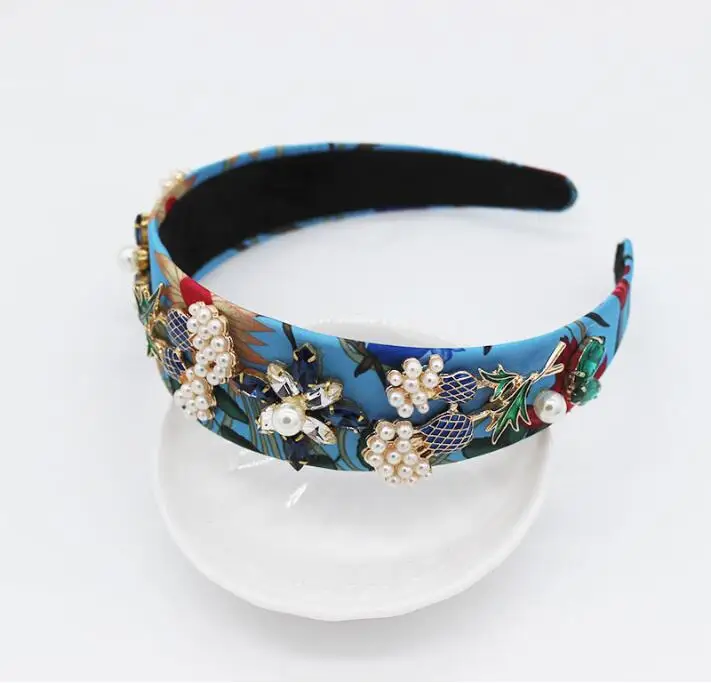 

Baroque headband stars diamond gems geometric petals luxury pearl leaves prom nightclub personality hairbands