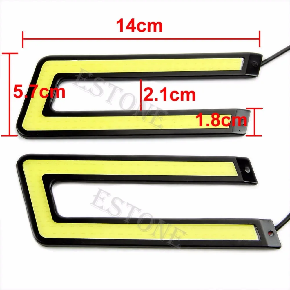 

2pcs White COB 6000K Led Daytime Running Light DRL Headlight Fog Lamp U Shape