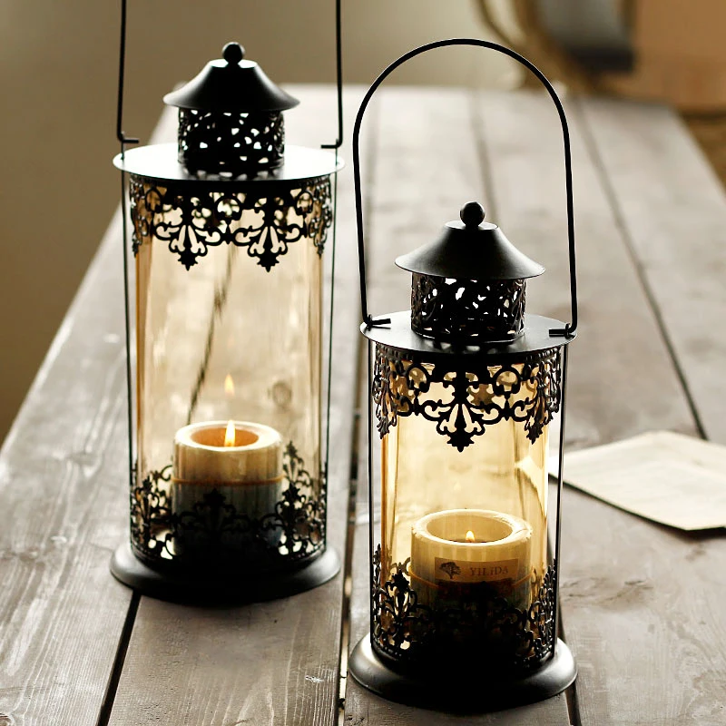 

American village retro handicraft candlestick home decor creative lantern vintage candler bar and cafe decorative candlestick