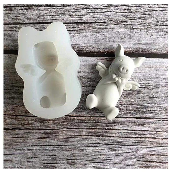 B114 3D медведя, оленя, Свинья силиконовые формы DIY fondant(сахарная) шоколадная форма для помадки мягкие керамические сухой пар в одной пресс-форм - Цвет: B114