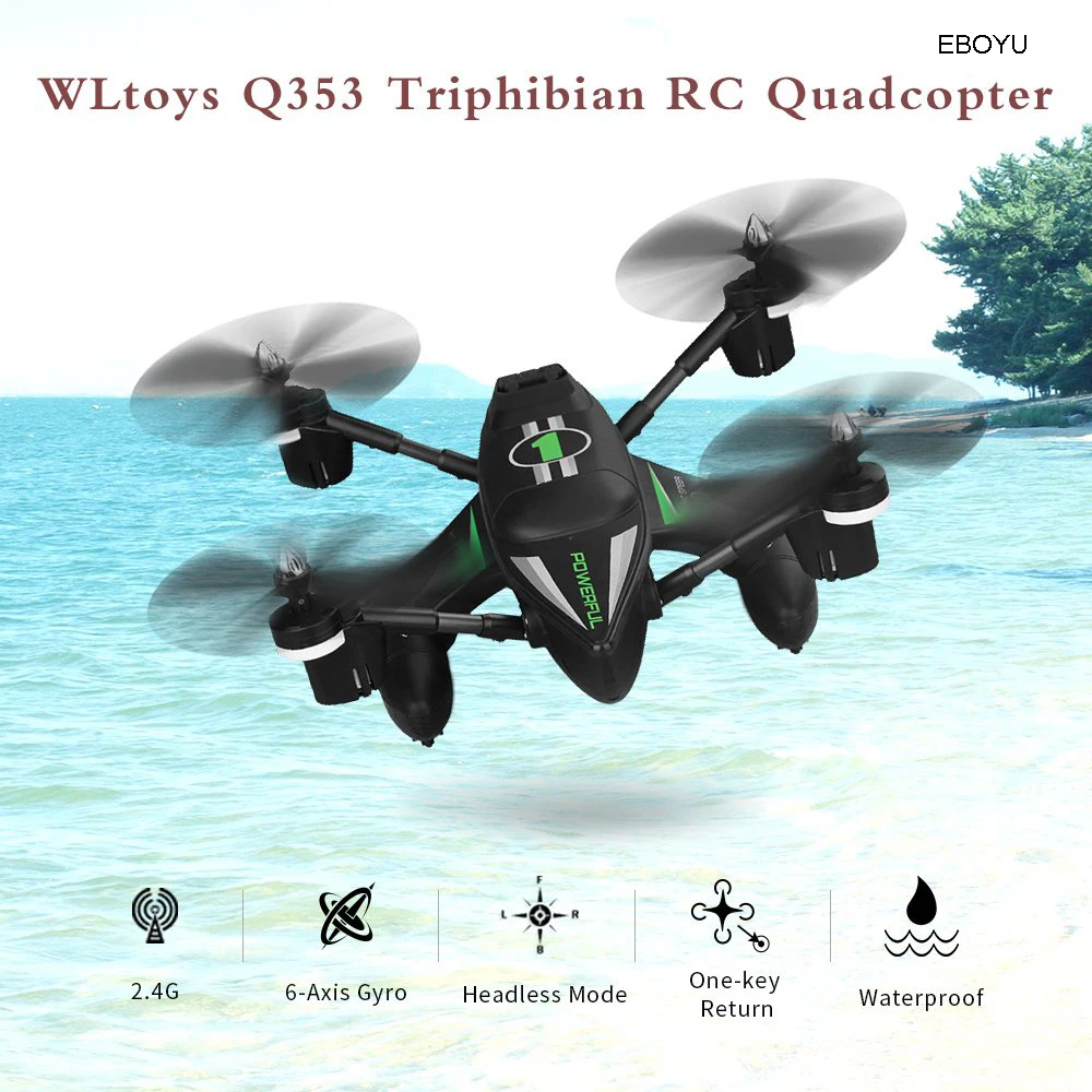 WLToys Q353 Triphibian 2,4G 6-осевой Gyro установка воздушно-грунтовых вод Квадрокоптер с дистанционным управлением Безголовый режим один ключ выключение питания/возврат RTF р/у Дрон