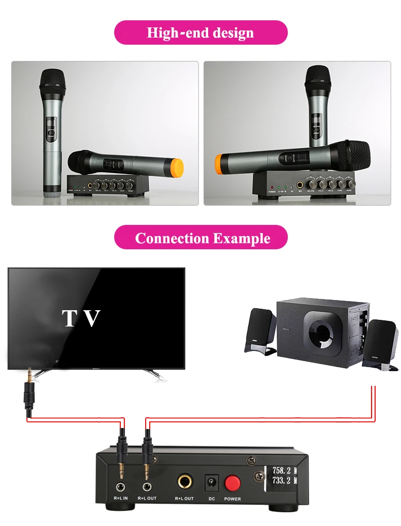 Bluetooth двойной беспроводной ручной микрофон KTV караоке эхо UHF с высокой