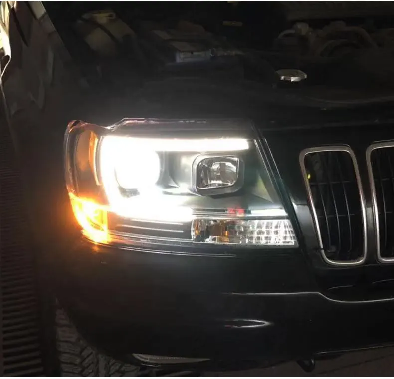 Автомобильный Стайлинг для Jeep Grand Cherokee 1999-2004 светодиодный головной светильник ксенон HID передний светильник светодиодный DRL ангельские глазки