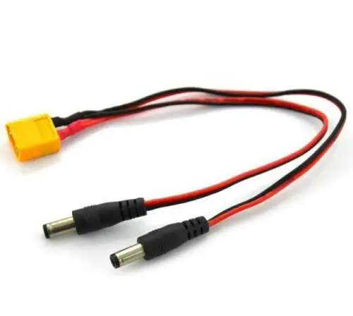 

XT60 Plug to 5.5mm+5.5mm DC Power Supply Wire Cable adapter FPV Monitor Display