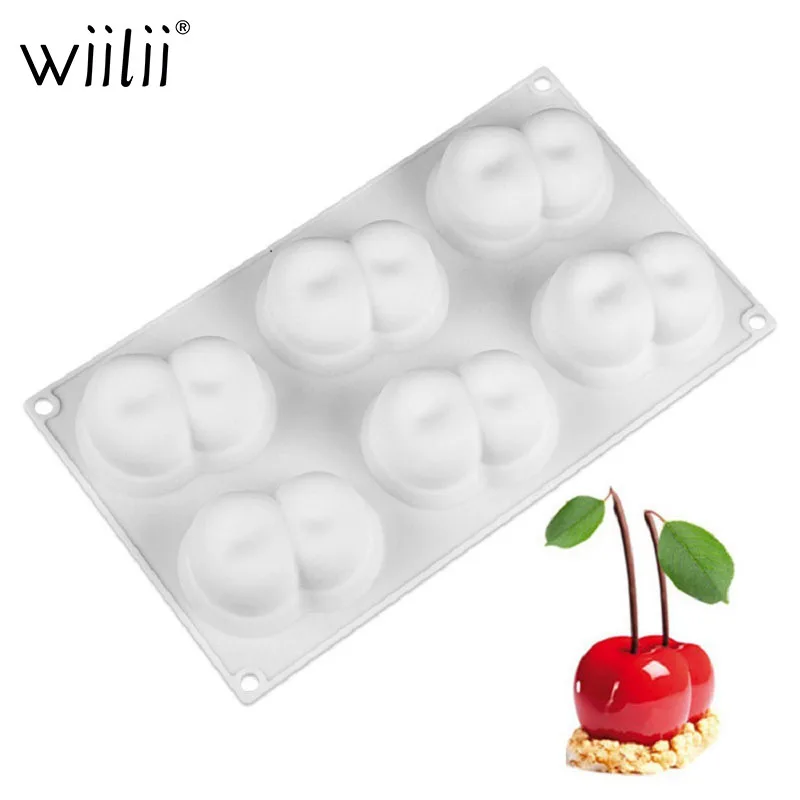3D 6 Holes Cherry Silicone Cake Mold For Decoration Tools Wedding Mousse Dessert Chocolate Mould Kitchen Baking Molds | Дом и сад
