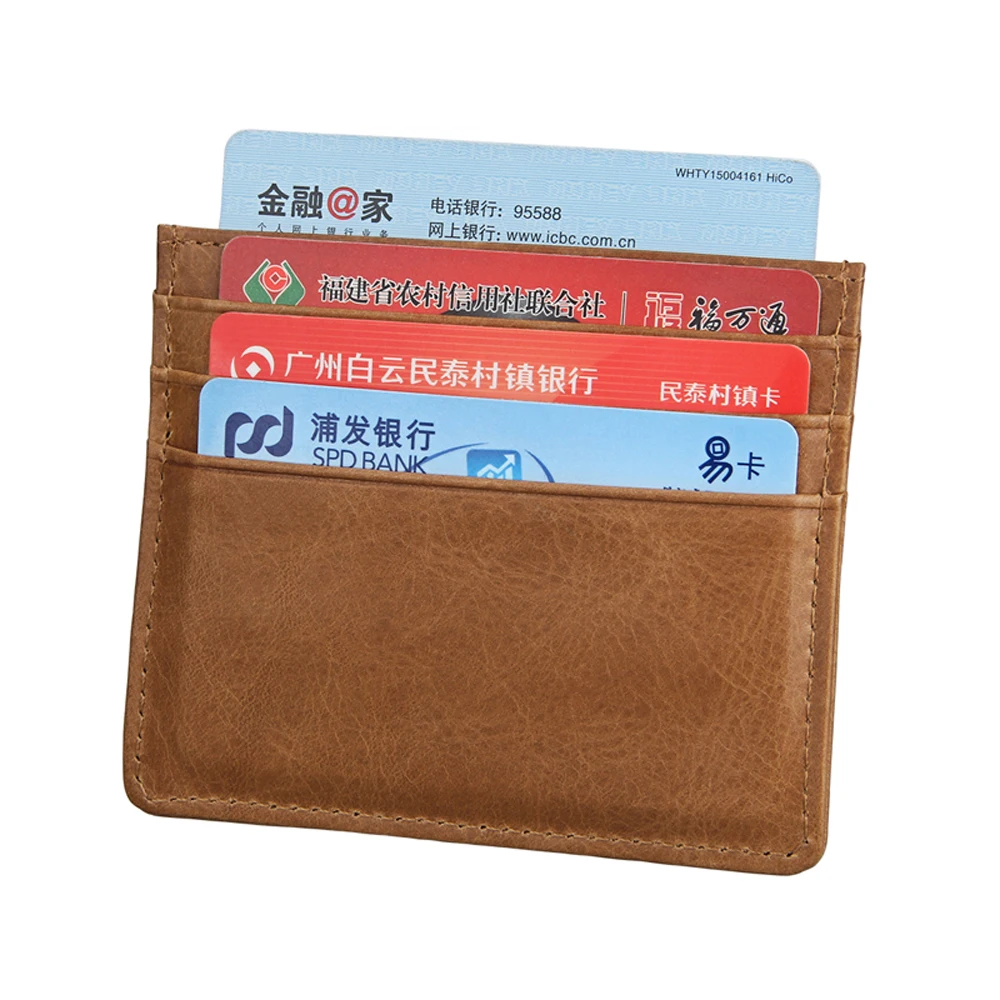 Кошелек для кредитных карт из натуральной кожи с блокировкой RFID мини тонкий