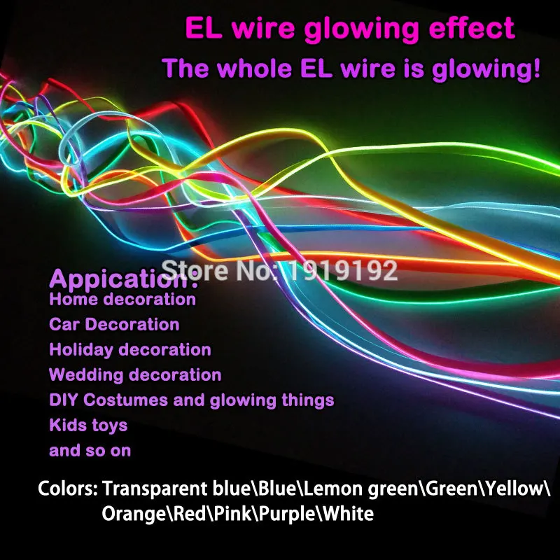 EL wire 2 3 мм юбка без инвертора светодиодный Электролюминесцентное светящееся