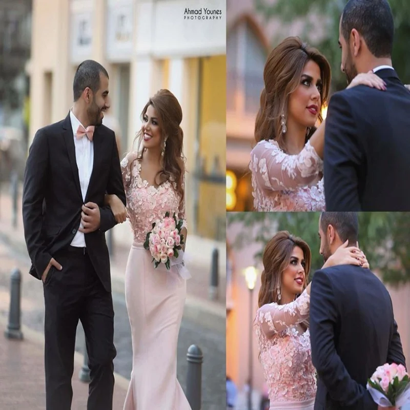 Роскошные 3D цветы бисером Блестящий Жемчуг Длинные рукава вечернее платье 2017