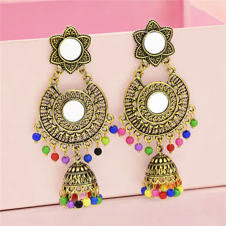 

Egypt Golden Tassel Statement Earring Hippie Big Resin Beaded Earring Pendientes Jhumka Boho Turk Afghan Mexico Indian Jewelry