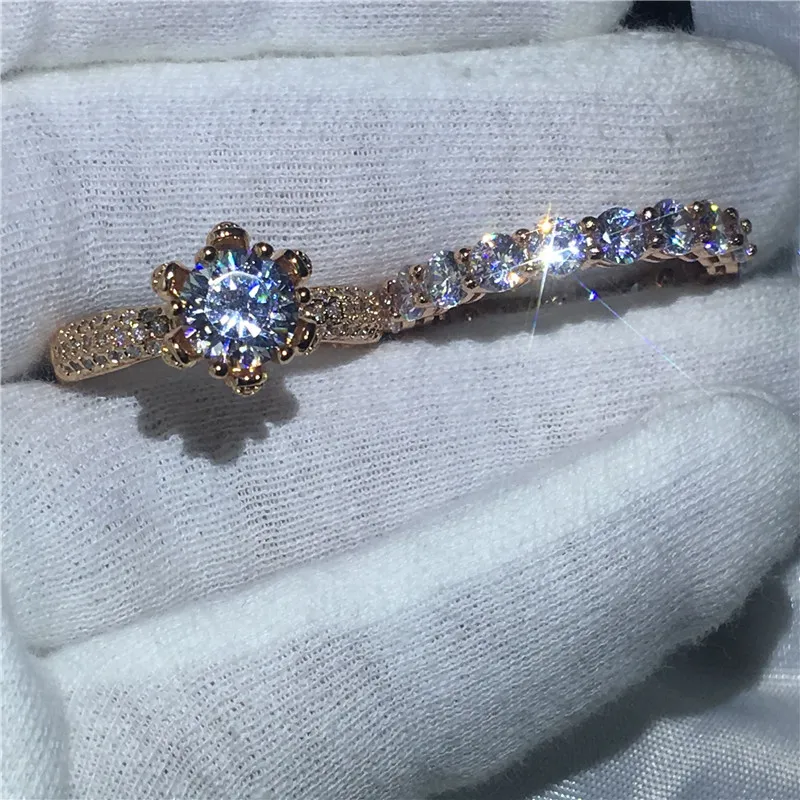 Choucong модный набор колец с цветами, 3ct, прозрачный 5А, циркон, Cz, розовое золото, заполнено 925 серебром, обручальное кольцо, кольца для женщин, подарок