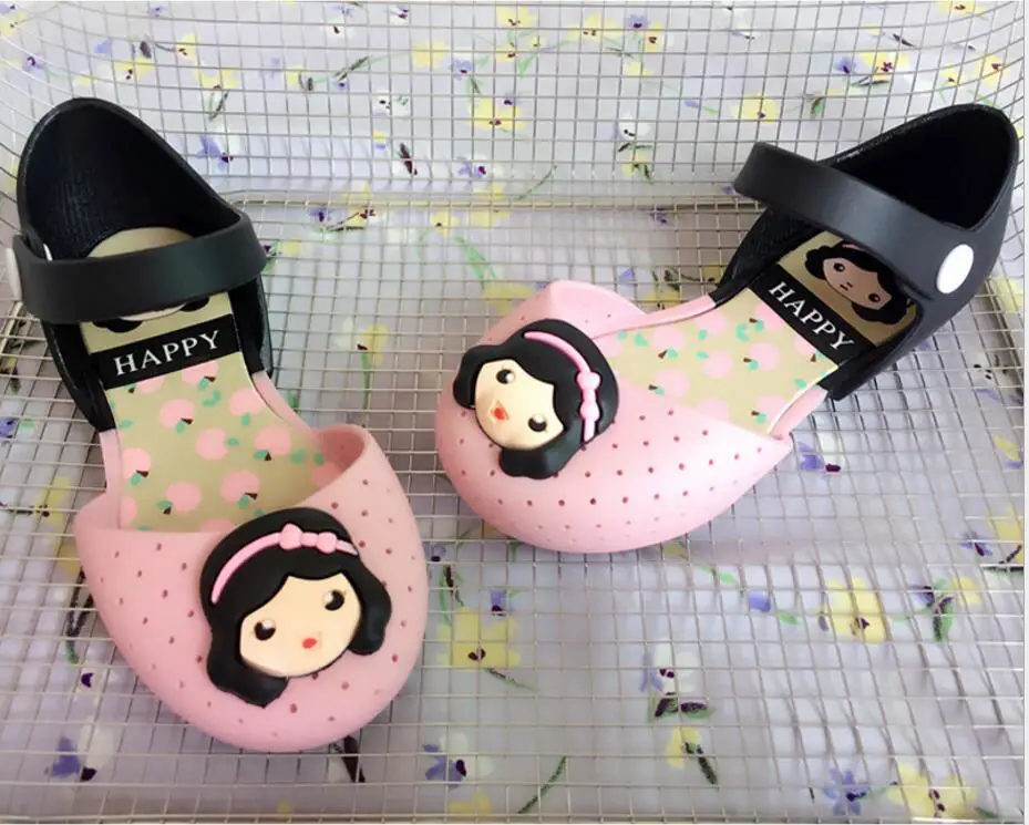 Черный Новинка; детские сандалии Melissa; прозрачные сандалии для маленьких девочек; детская летняя пляжная обувь с милым рисунком русалки; сандалии для младенцев - Цвет: Черный