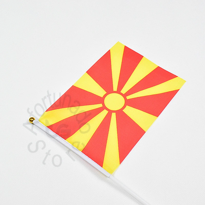 Macedonia 14*21cm flag Banner hand waving National Home Decoration banner | Дом и сад