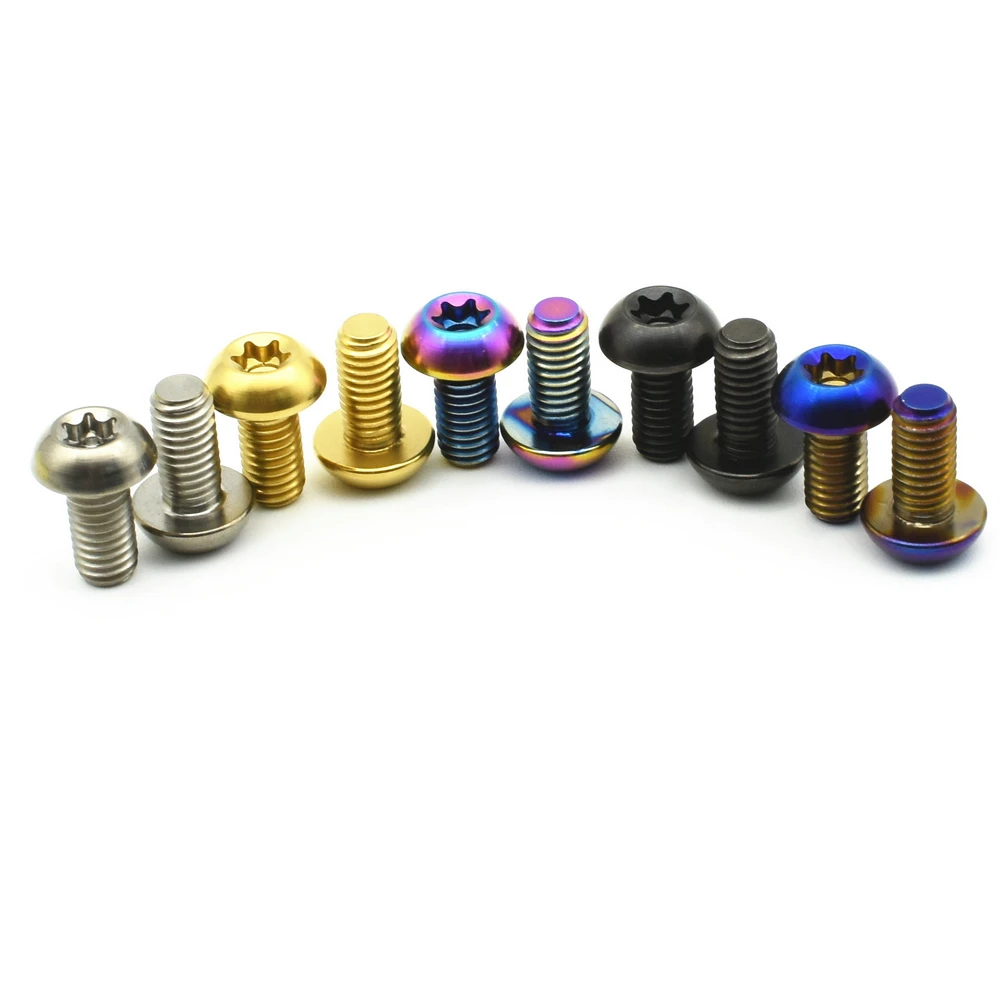 Титановые болты 12 шт. M5x10mm Ti Болт дискового тормоза черные Gr5 5 цветов T25 Torx Blue