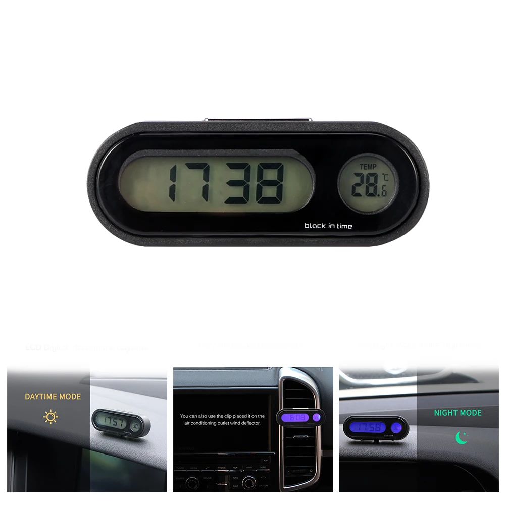 

Car Automobile Digital Clock Auto Watch Automotive 2 in 1 Thermometer Hygrometer Car Dashboard Outlet Clock Car-styling Ornament