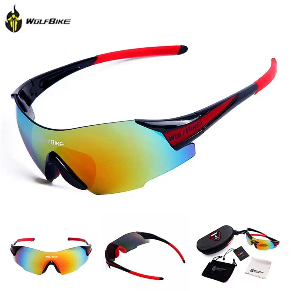 WOLFBIKE UV400 Cycling Glasses Women's Men's Outdoor Sports Bike Bicycle Windproof Sunglasses 3 Colors 1 Lens with original box | Спорт