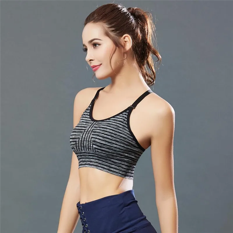 Бесплатная доставка/женский полосатый дышащий бюстгальтер для йоги спортивная