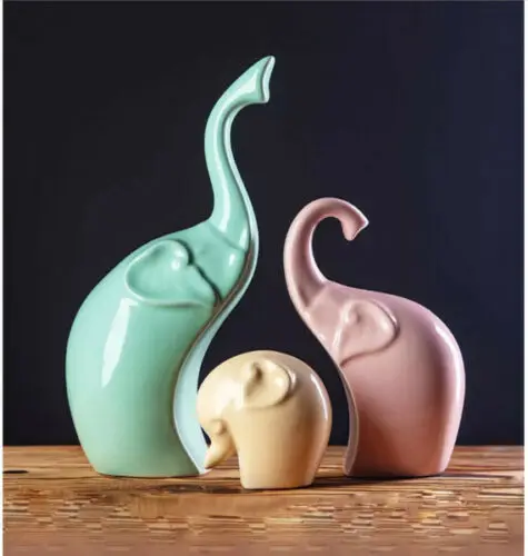 3 шт. семейная статуя слона домашний декор комнатное украшение фарфоровые