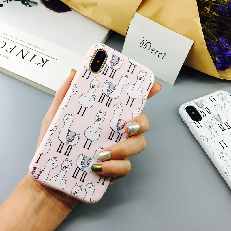 YiKELO Милый Мультфильм Альпака животные чехол для телефона iPhone X 6 6s 7 Plus Мягкий ТПУ